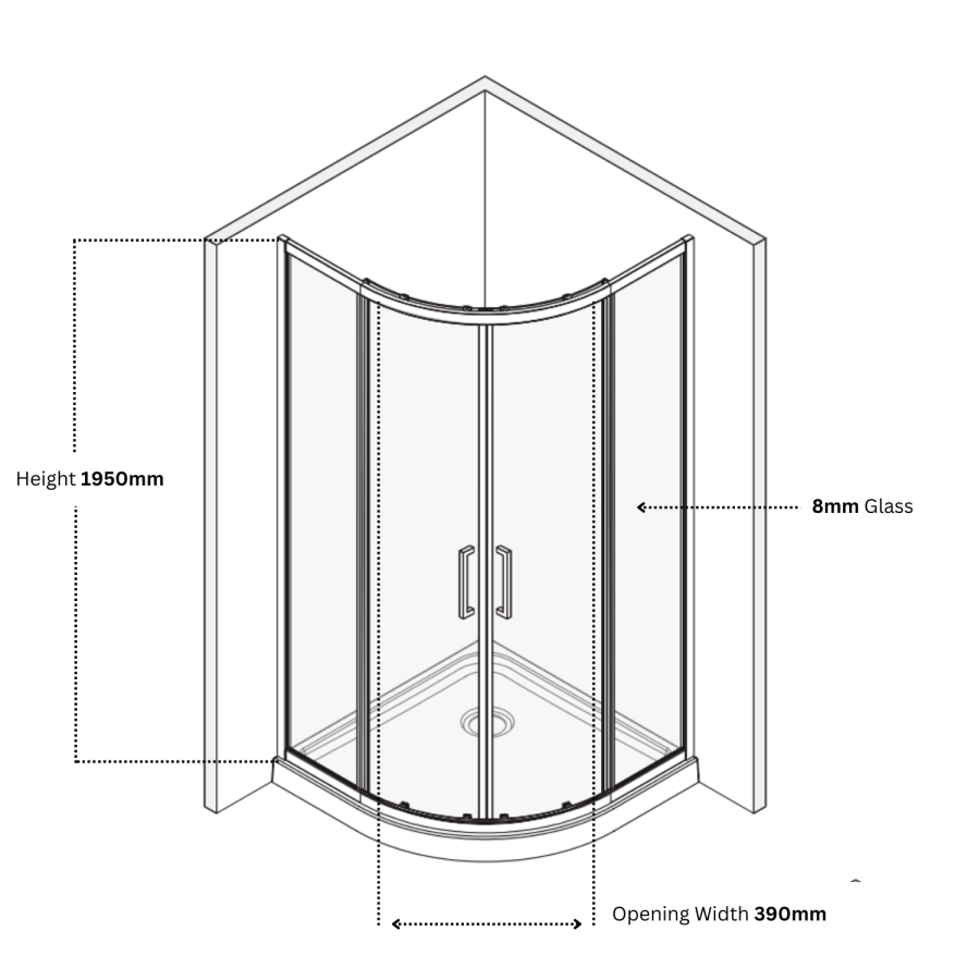 Grade A1 - Black 8mm Glass Quadrant Shower Enclosure 800mm  - Pavo