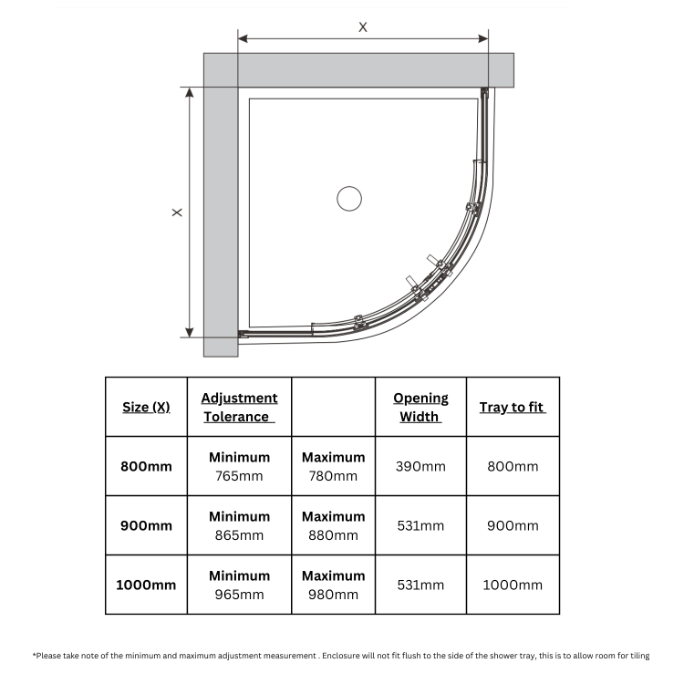 Black 8mm Glass Quadrant Shower Enclosure 800mm  - Pavo