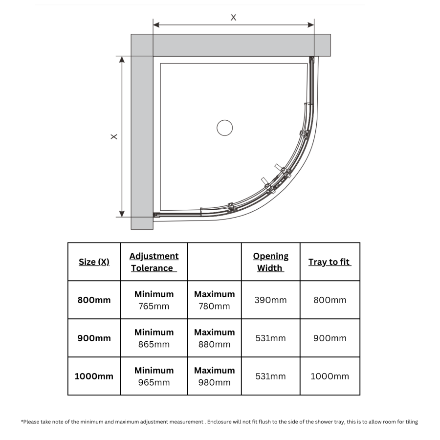 Grade A1 - Black 8mm Glass Quadrant Shower Enclosure 800mm  - Pavo