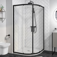800mm Black Quadrant Shower Enclosure with Premium Shower Tray- Pavo