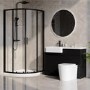 800mm Black Quadrant Shower Enclosure Bathroom Suite with Left Hand Toilet & Sink Unit - Pavo