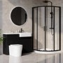 800mm Black Quadrant Shower Enclosure Bathroom Suite with Right Hand Toilet & Sink Unit - Pavo