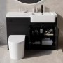 800mm Black Quadrant Shower Enclosure Bathroom Suite with Right Hand Toilet & Sink Unit - Pavo
