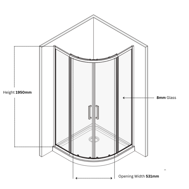 Black 8mm Glass Quadrant Shower Enclosure 900mm - Pavo