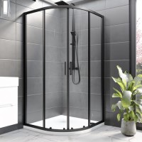 1000mm Black Quadrant Shower Enclosure with Shower Tray- Pavo