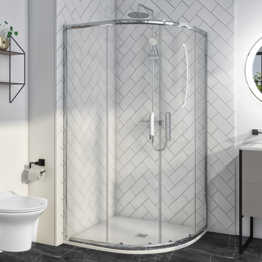 GRADE A1 - Pavo 1000x800mm 8mm Quadrant Shower Enclosure - Chrome 