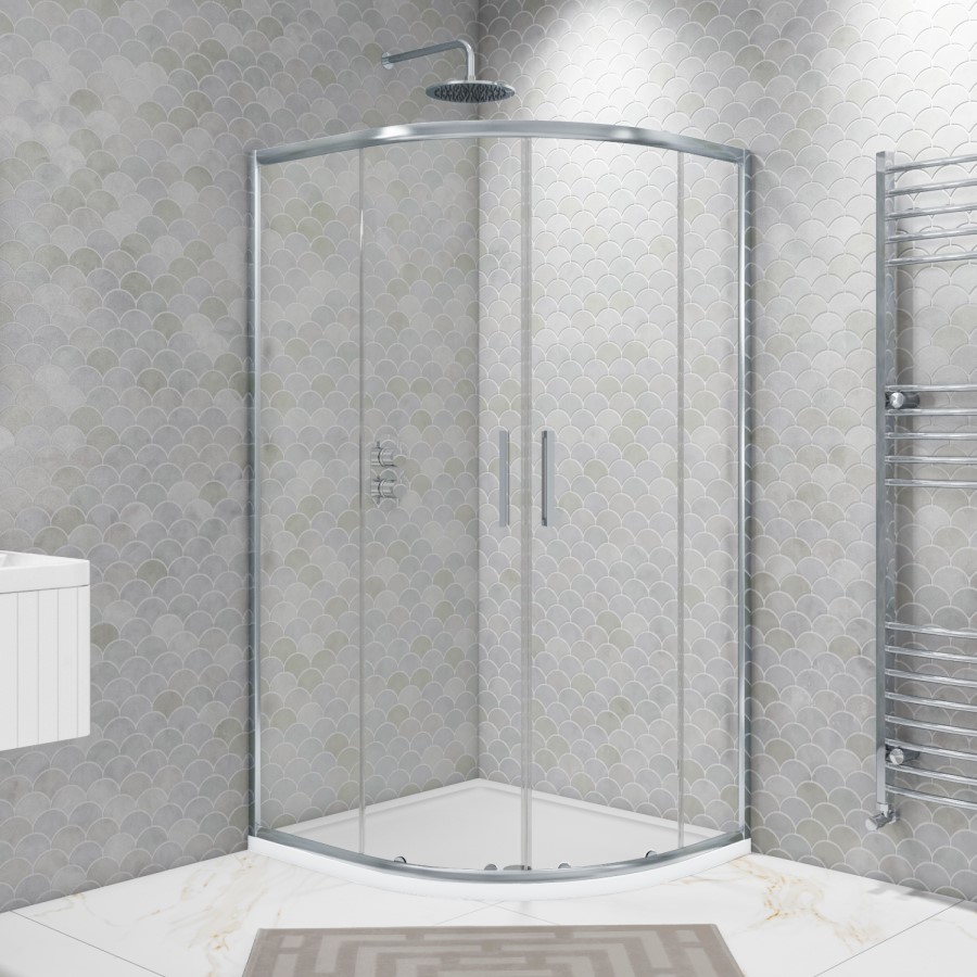 GRADE A1 - Pavo 1000x800mm 8mm Quadrant Shower Enclosure - Chrome 