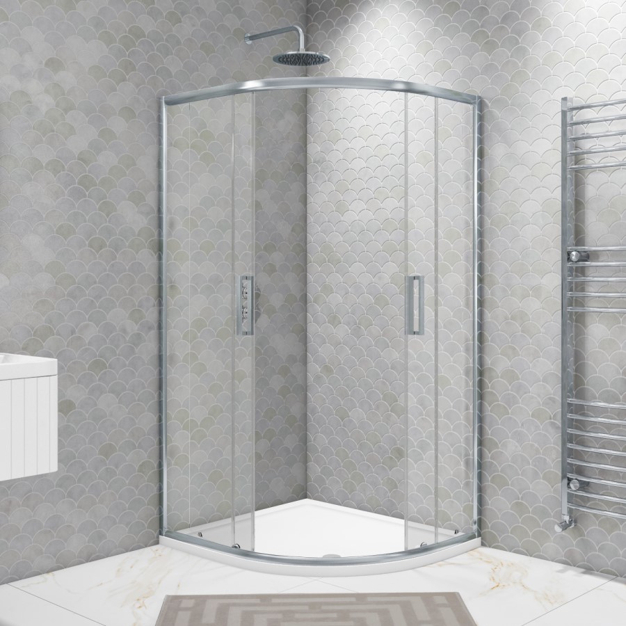 GRADE A1 - Pavo 1000x800mm 8mm Quadrant Shower Enclosure - Chrome 