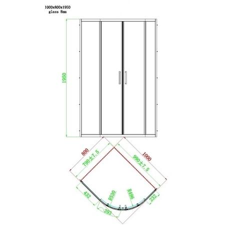 GRADE A1 - Pavo 1000x800mm 8mm Quadrant Shower Enclosure - Chrome 