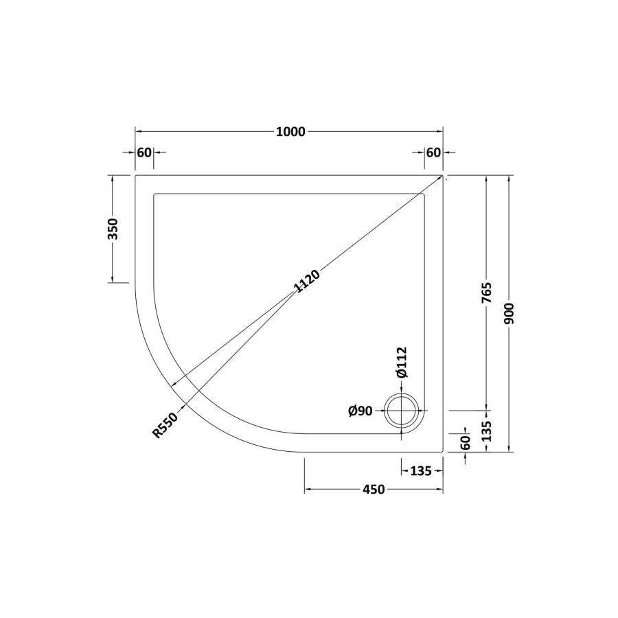 1000x900mm Left Hand Offset Quadrant Shower Enclosure With Shower Tray - Pavo
