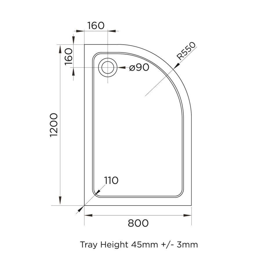 1200x800mm Right Hand Offset Quadrant Shower Enclosure With Shower Tray - Pavo