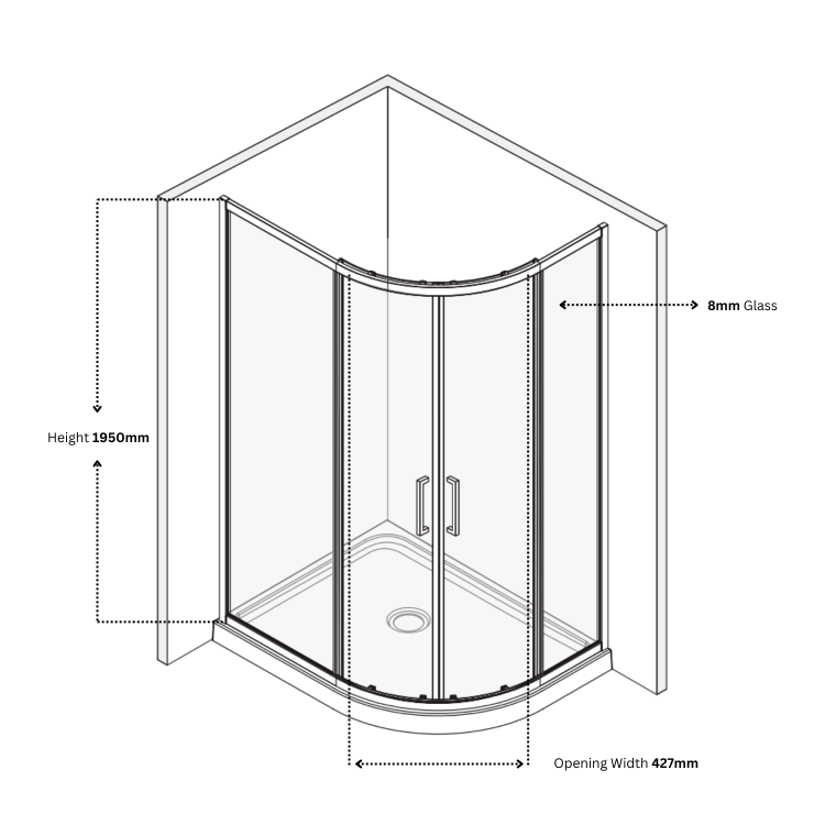 Grade A1 - Black 8mm Glass Offset Quadrant Shower Enclosure 900x760mm - Pavo