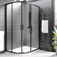 Black 8mm Left Hand Offset Quadrant Shower Enclosure with Shower Tray 1000x800mm - Pavo