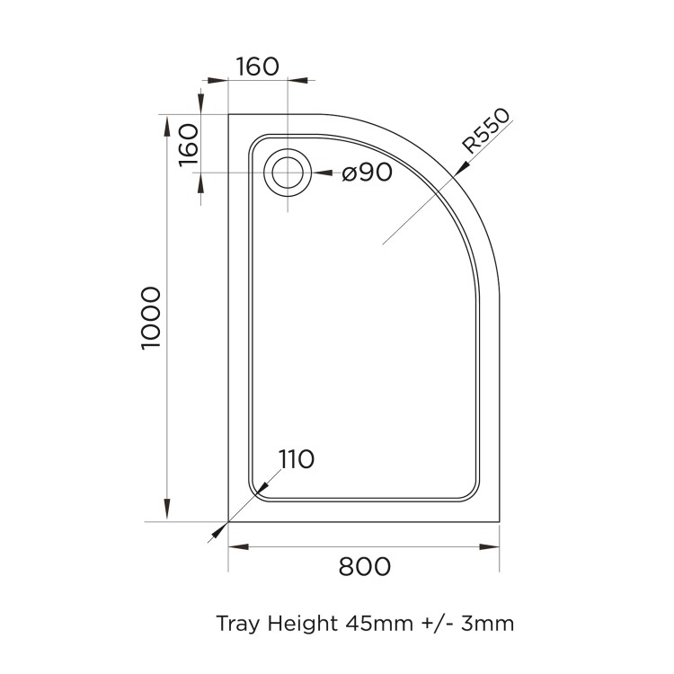 Black 8mm Right-Hand Offset Quadrant Shower Enclosure With Shower Tray 1000x800mm -  Pavo