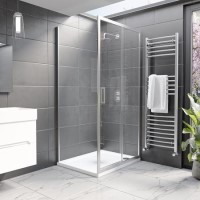 Grade A1 - Chrome 8mm Glass Rectangular Sliding Shower Enclosure 1000x900mm - Pavo