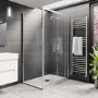 Chrome 8mm Glass Rectangular Sliding Shower Enclosure with Low Profile Shower Tray 1000x800mm - Pavo