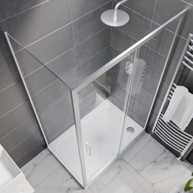 Chrome 8mm Glass Rectangular Sliding Shower Enclosure 1200x700mm - Pavo