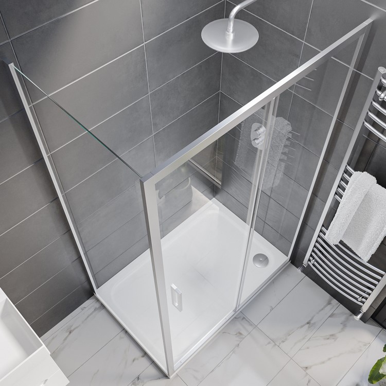 Grade A1 - 1200x700mm Rectangular Sliding Shower Enclosure - Pavo