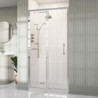 1200mm Chrome Sliding Shower Door 8mm Glass with Traditional Handle - Pavo 1200mm Chrome Sliding Shower Door 8mm Glass with Traditional Handle - Pavo