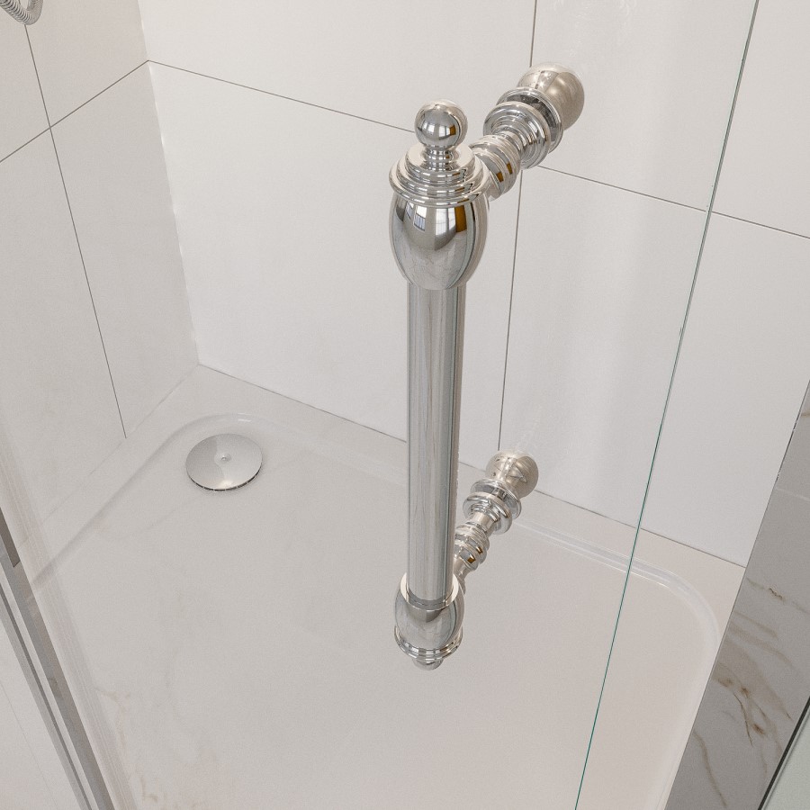 1200mm Chrome Sliding Shower Door 8mm Glass with Traditional Handle - Pavo