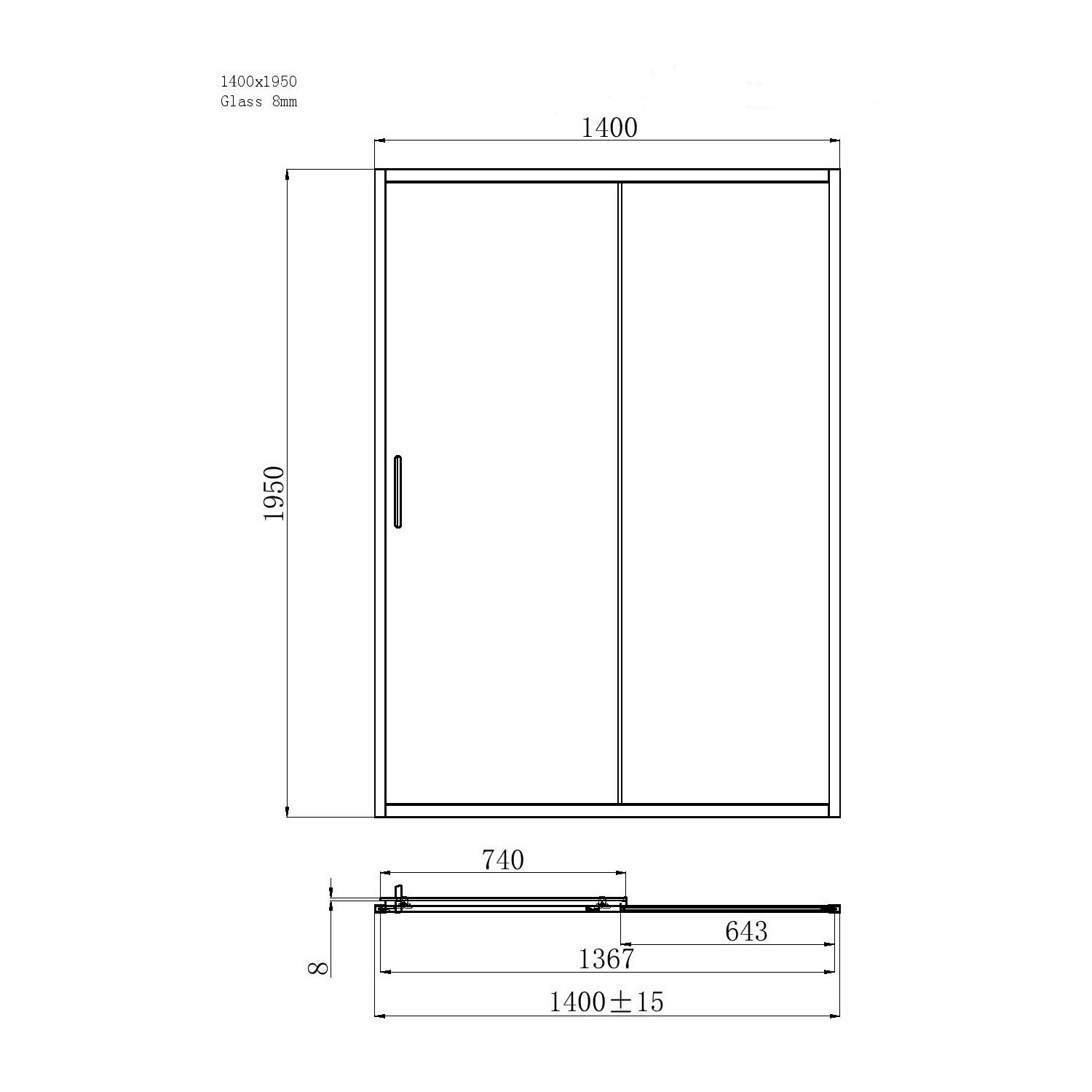 Grade A1 - Pavo 1400x800mm 8mm Sliding Door Enclosure - Chrome ...