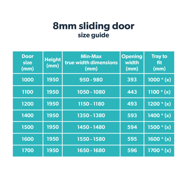 1700mm Sliding Shower Door 8mm Glass - Pavo