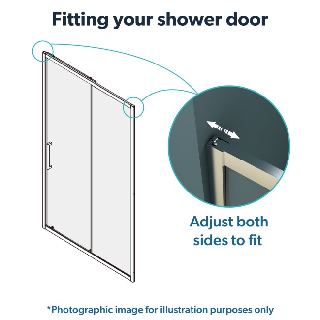 1700mm Sliding Shower Door 8mm Glass - Pavo