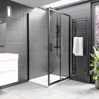 Black 8mm Glass Rectangular Sliding Shower Enclosure 1000x800mm - Pavo