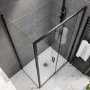 Black 8mm Glass Rectangular Sliding Shower Enclosure with Low Profile Shower Tray 1000x800mm - Pavo