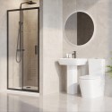 BUN/BeBa_26062/99843 1000 x 800mm Black Rectangular Sliding Door Shower Enclosure Suite with Toilet and Basin - Pavo