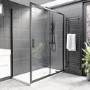 Black 8mm Glass Rectangular Sliding Shower Enclosure with Shower Tray 1400x900mm- Pavo