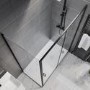 Black 8mm Glass Rectangular Sliding Shower Enclosure with Shower Tray 1400x900mm- Pavo