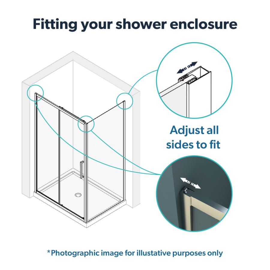 Black 8mm Glass Rectangular Sliding Shower Enclosure 1500x700mm - Pavo