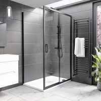 Grade A1 - Black 1500 x 800 Rectangular Shower Enclosure - Pavo