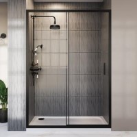 Black 8mm Glass Sliding Shower Door 1650-1680mm - Pavo