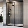 Black 8mm Glass Sliding Shower Door 1650-1680mm - Pavo