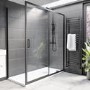 Grade A1 - Black 1500 x 900mm Sliding Shower Door Enclosure - Pavo