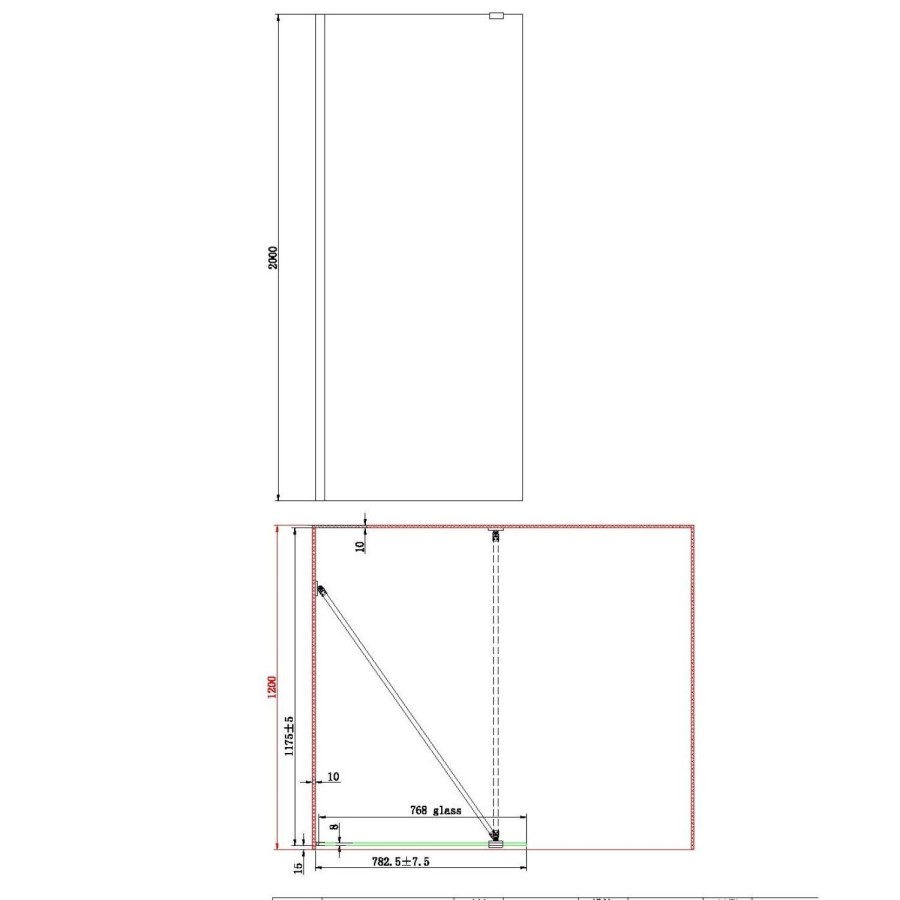 Grade A1 - 800mm Frameless Wet Room Shower Screen with Return Panel - Corvus