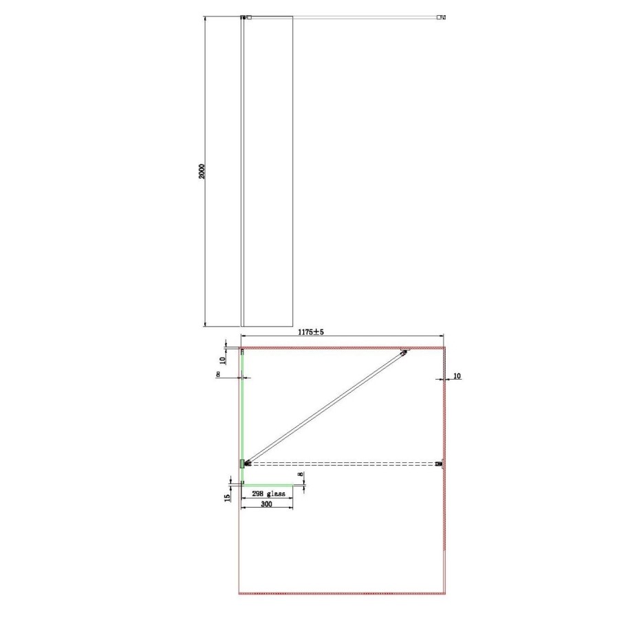 Grade A1 - 800mm Frameless Wet Room Shower Screen with Return Panel - Corvus