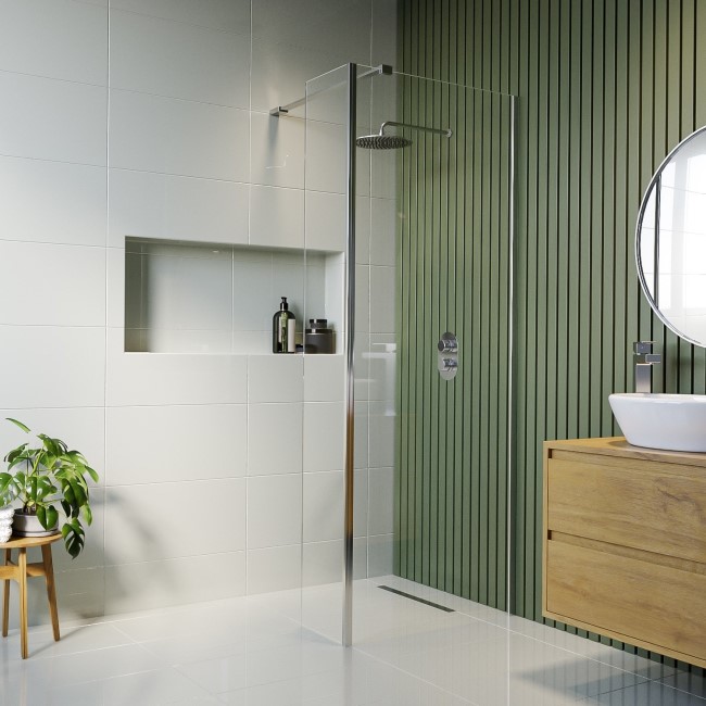 800mm Frameless Wet Room Shower Screen with 300mm Fixed Panel - Corvus