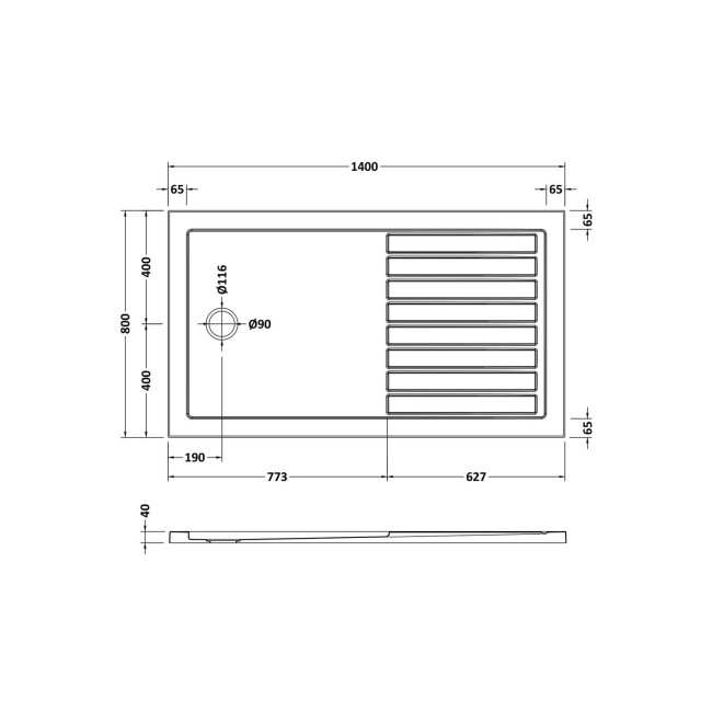 1400x900mm Brushed Brass Frameless Wet Room Shower Screen Enclosure with 300mm Hinged Flipper Panel and Shower Tray Corvus