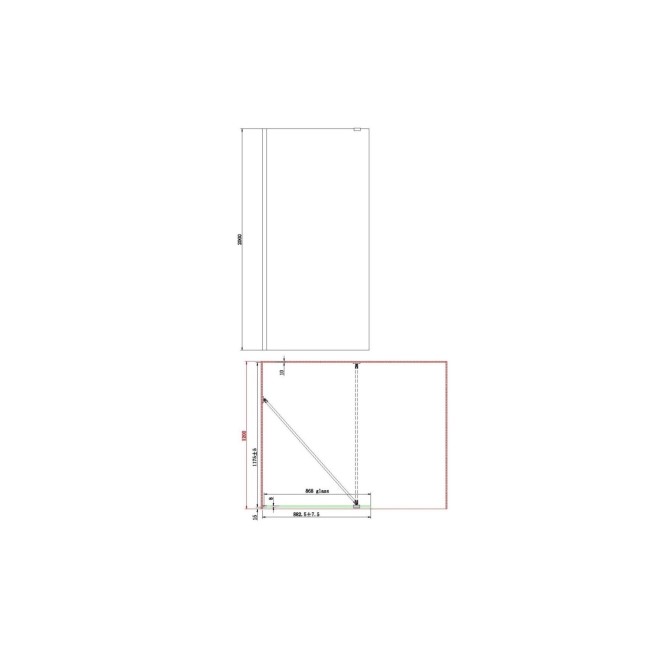 1400x900mm Frameless Wet Room Shower Screen Enclosure and Shower Tray - Corvus