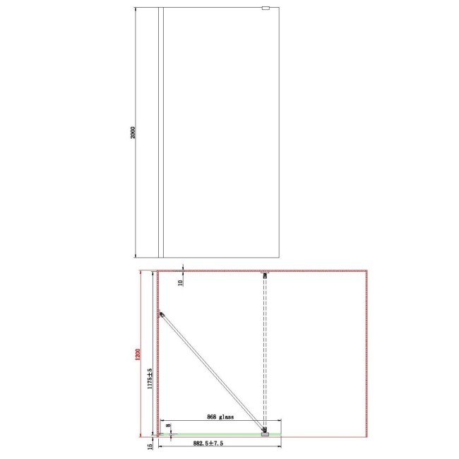 1400x800mm Frameless Wet Room Shower Screen with Shower Tray - Corvus