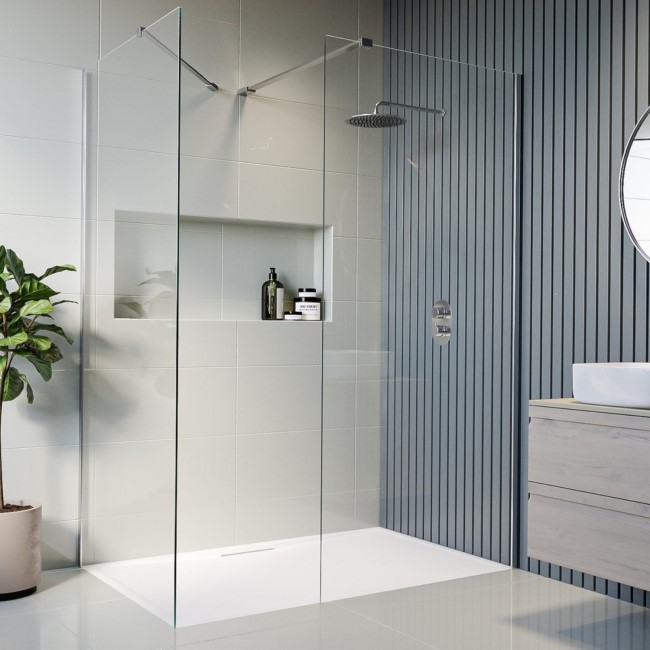 1400x900mm Frameless Wet Room Shower Screen Enclosure with Shower Tray - Corvus