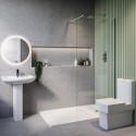 BUN/BeBa_26079/89649 1400 x 900mm Chrome Walk in Shower Enclosure Suite with Ashford Toilet and Basin