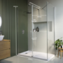 1700x800mm Frameless Walk In Shower Enclosure with 300mm Hinged Flipper Panel and Shower Tray - Corvus