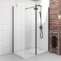 1400x900mm Black Frameless Walk In Shower Enclosure and Shower Tray with Drying Area- Corvus