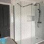 1400x900mm Black Frameless Walk In Shower Enclosure and Shower Tray with Drying Area- Corvus
