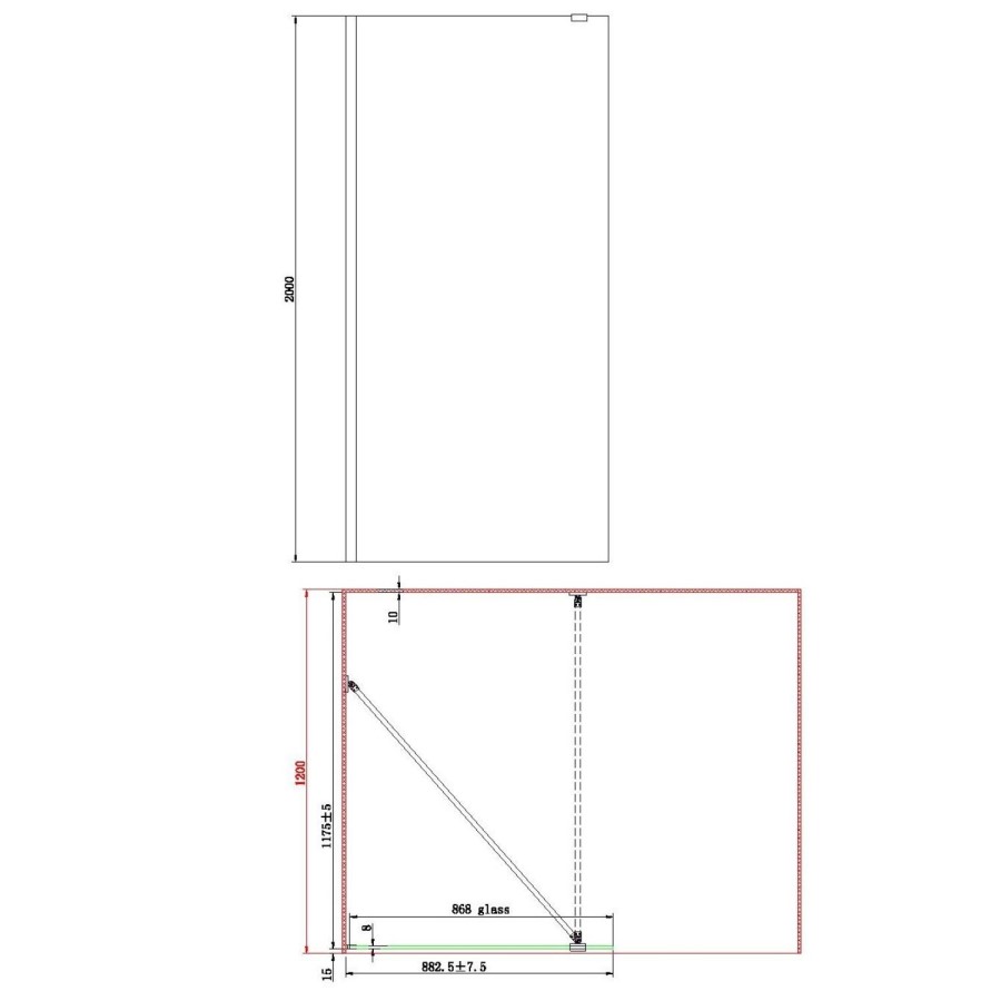 1400x900mm Black Frameless Walk In Shower Enclosure and Shower Tray with Drying Area- Corvus