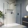 1400x800mm Black Frameless Walk In Shower Enclosure with Shower Tray - Corvus